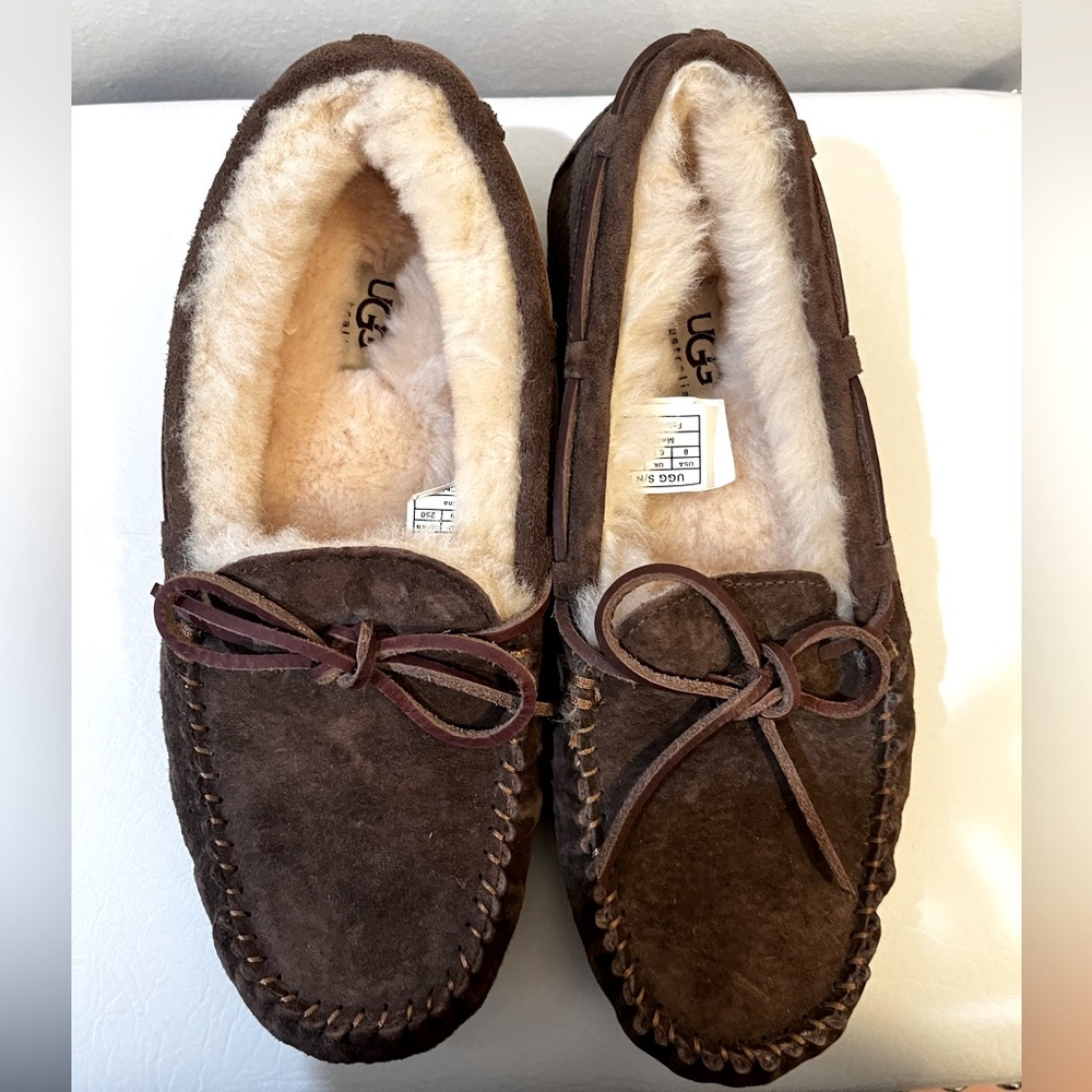 UGG Dakota Suede Fur Slippers Moccasins